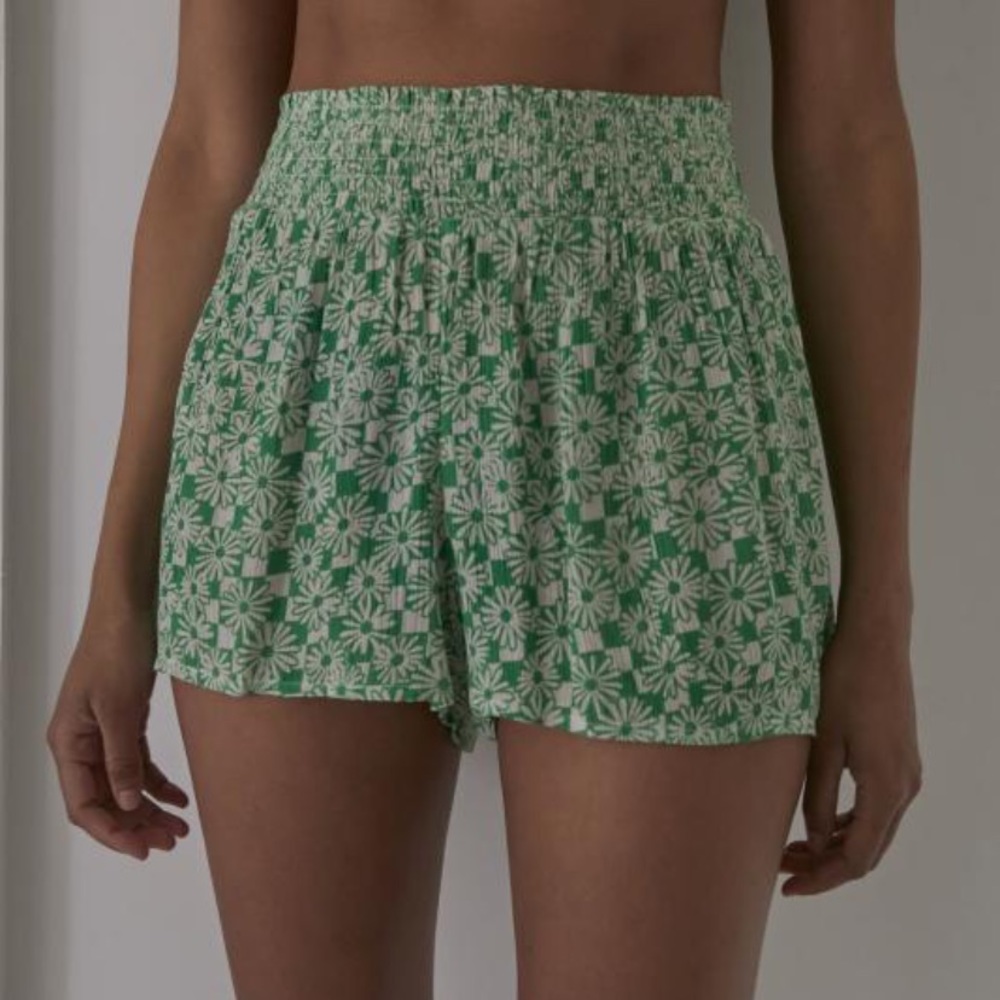 out from under smocked waist beach shorts